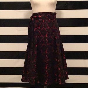 NWT Black and Red Midi Full Skirt High Waist